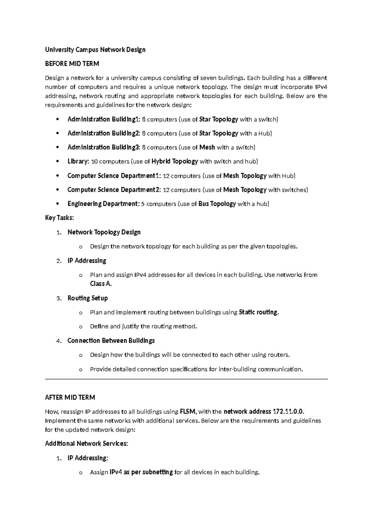 University Campus Network Design (Course Code: UCND) - Midterm Project ...