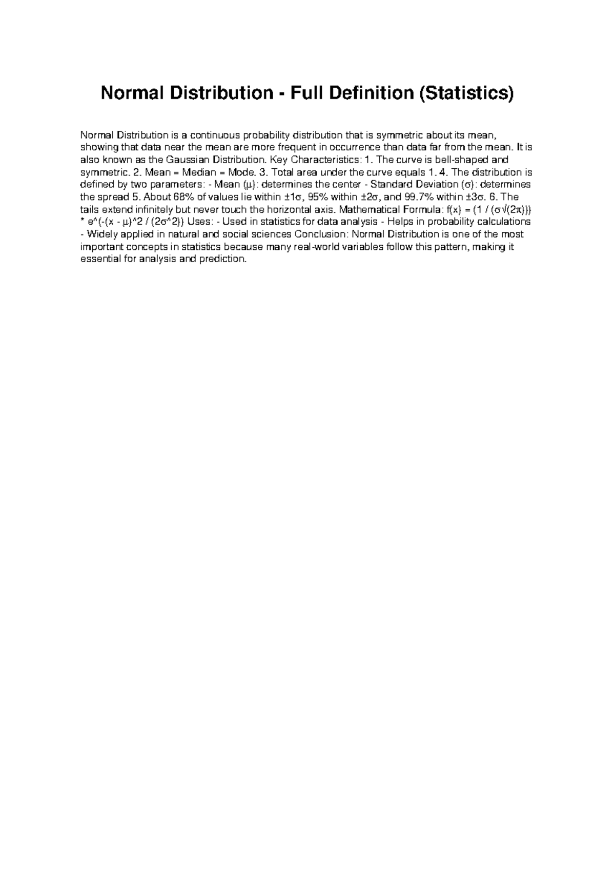 Normal Distribution Definition and Key Characteristics (Statistics ...