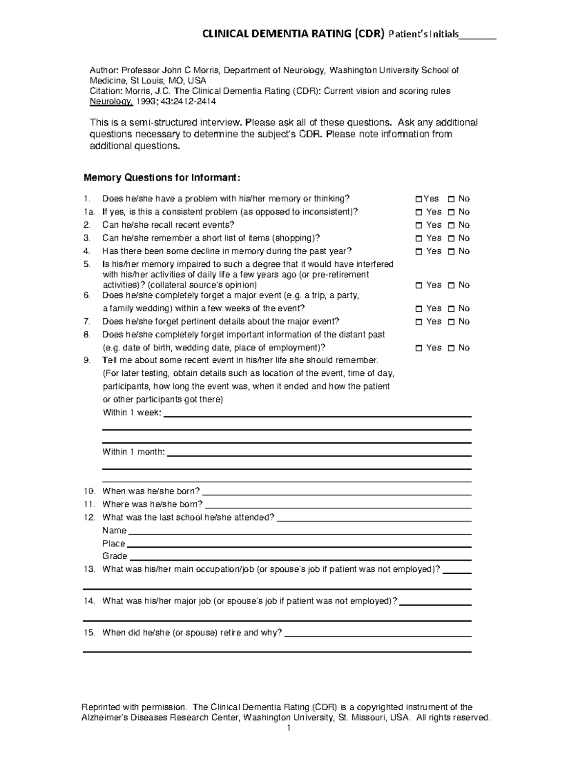 Clinical Dementia Rating (CDR) Scale: Assessment Guide - Studocu