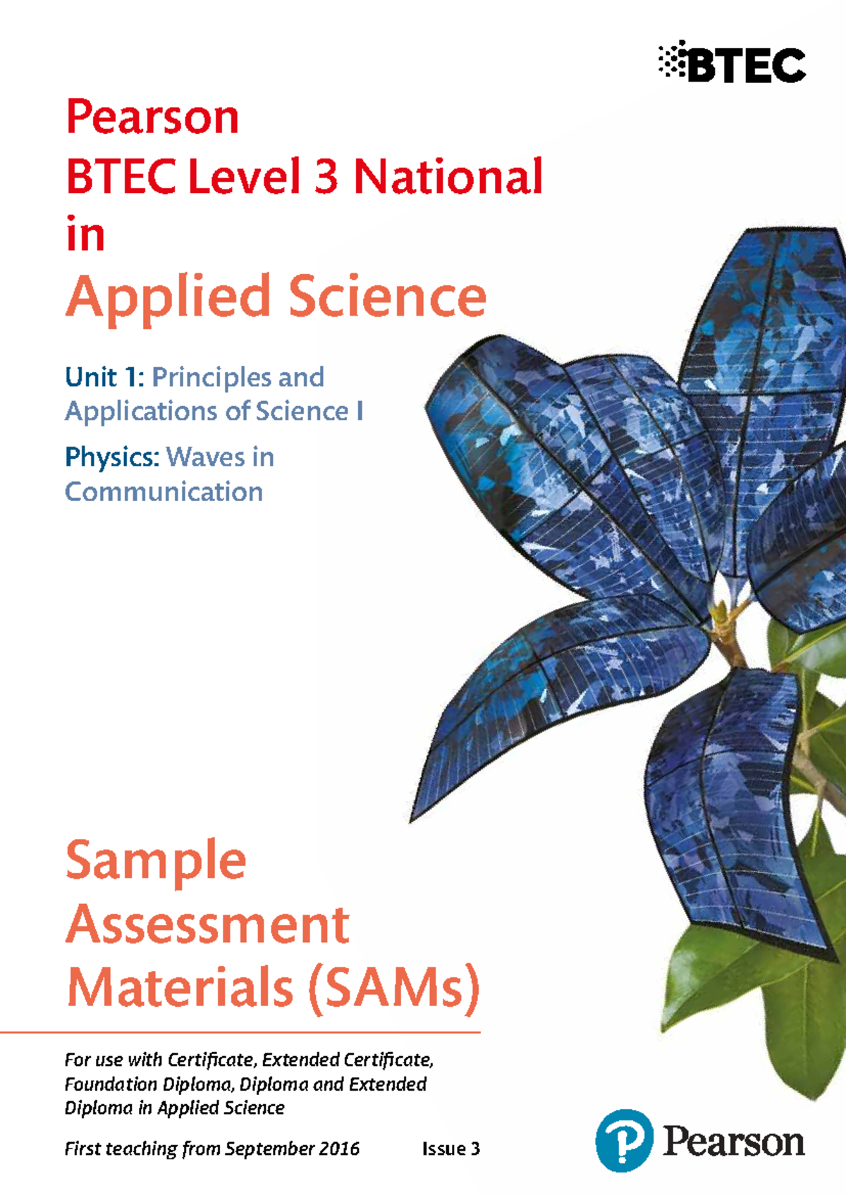 BTEC L3 Applied Science Unit 1: Physics Waves in Communication SAM 2018 ...
