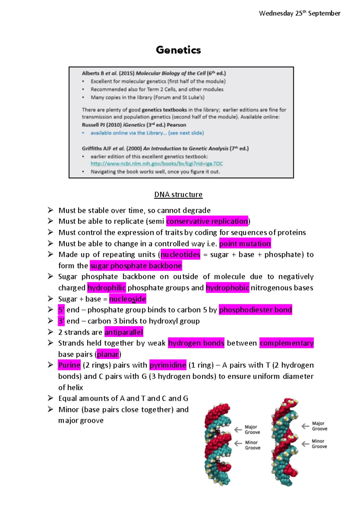 Medical genetics notes - Medical genetics Topic 1 – Cellular and ...