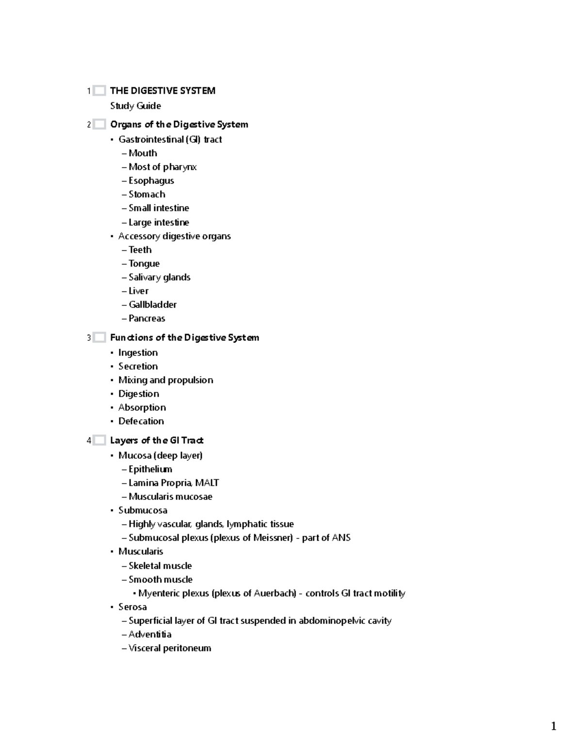 Digestive System Study Guide - Studocu