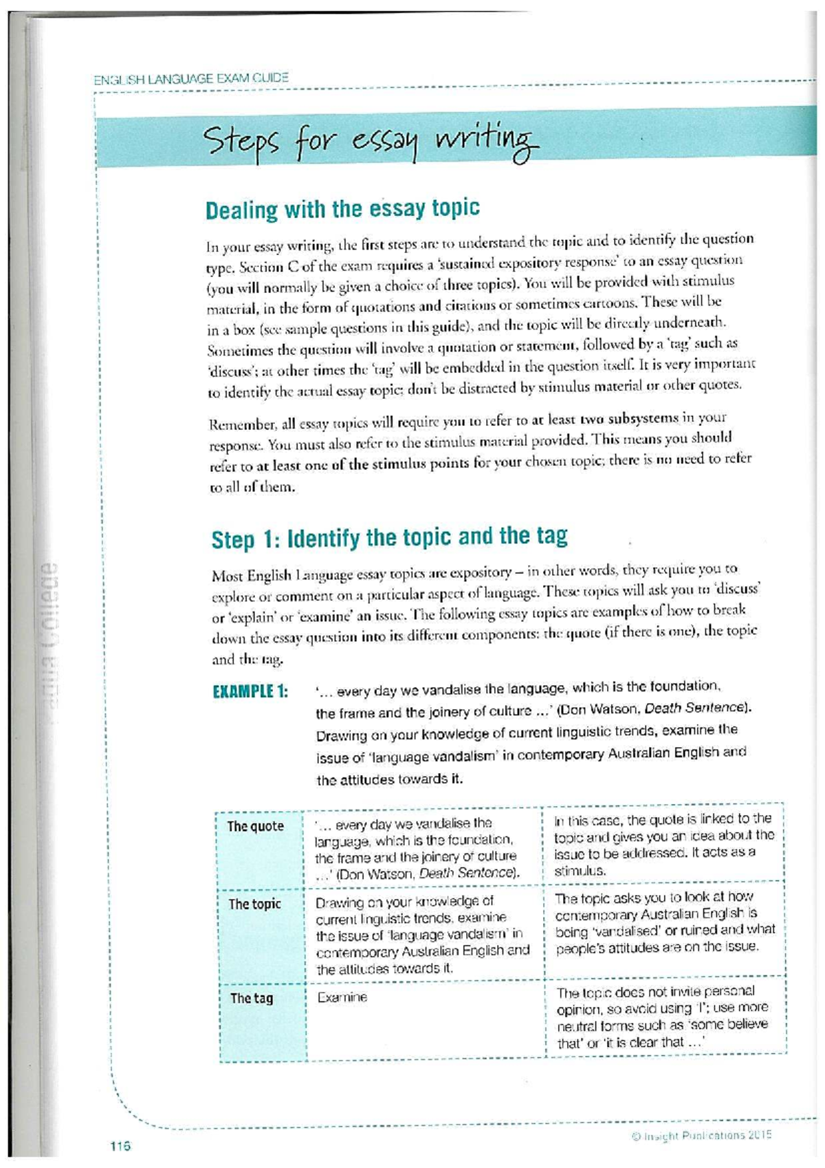 ENGLISH LANGUAGE EXAM GUIDE: Essay Writing Strategies - Studocu
