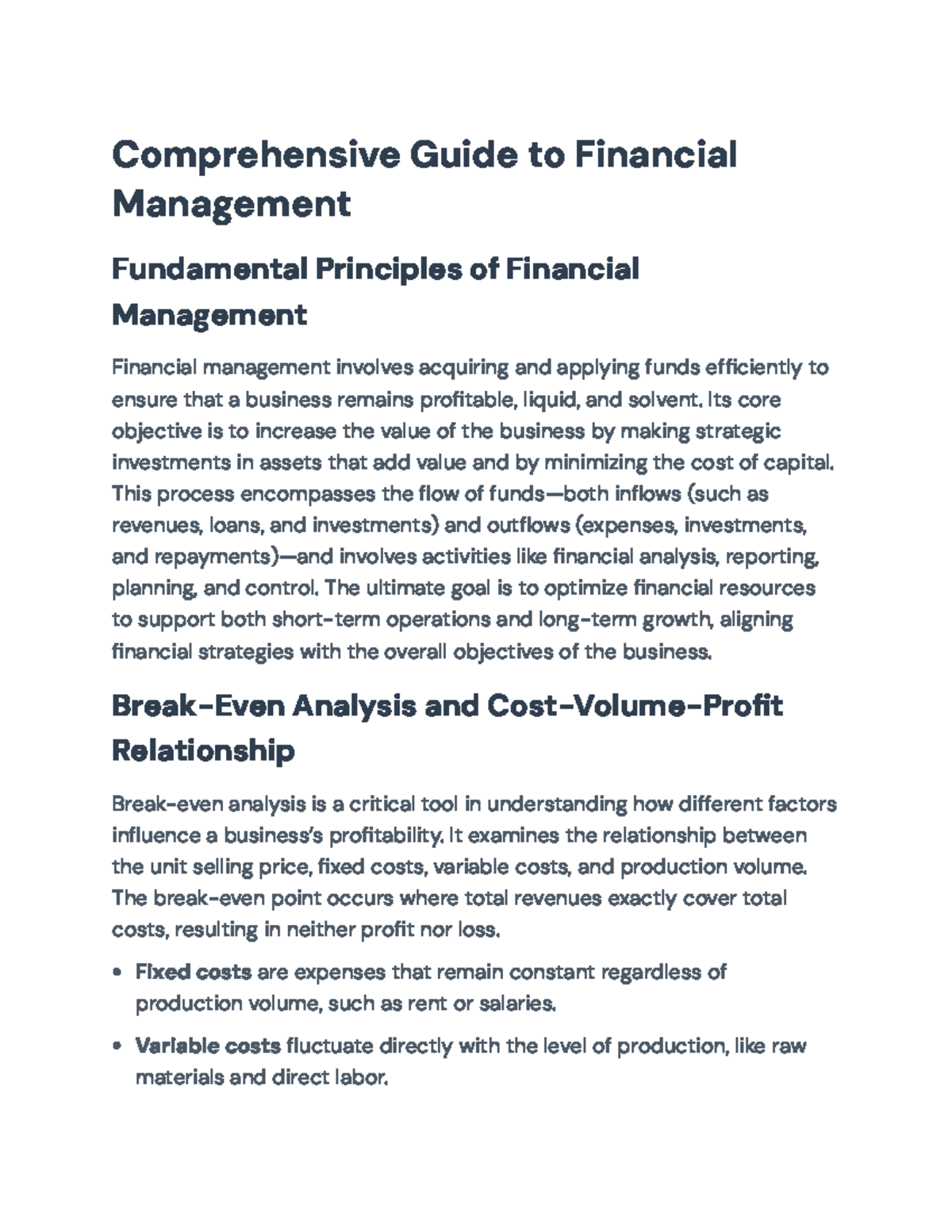 Comprehensive Guide to Financial Management: Principles & Tools - Studocu