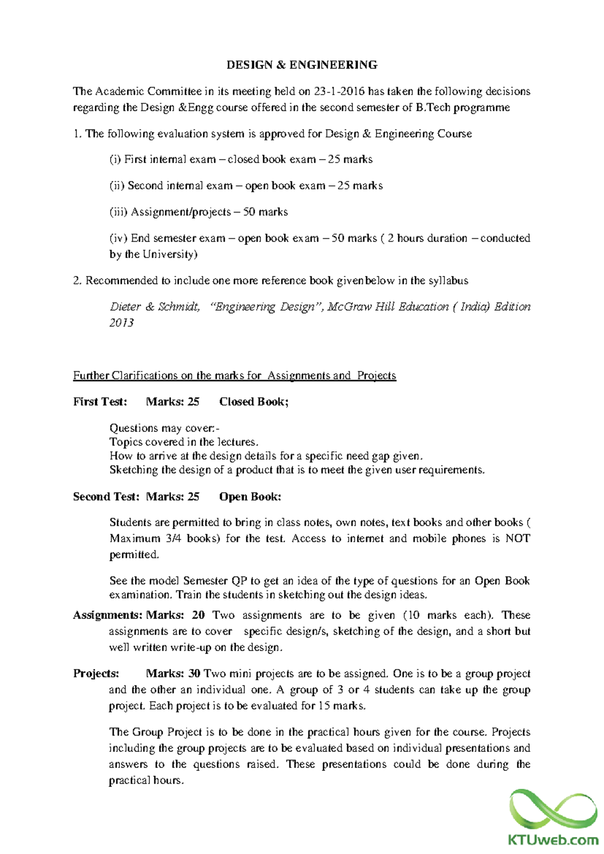 KTU-Model qustion paper and answers - DESIGN & ENGINEERING The Academic ...