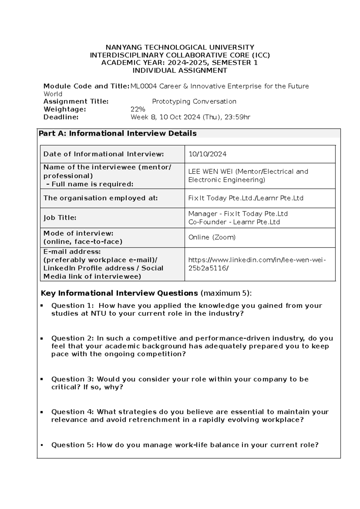 ML0004 Prototyping Conversation Assignment - Mentor Interview ...