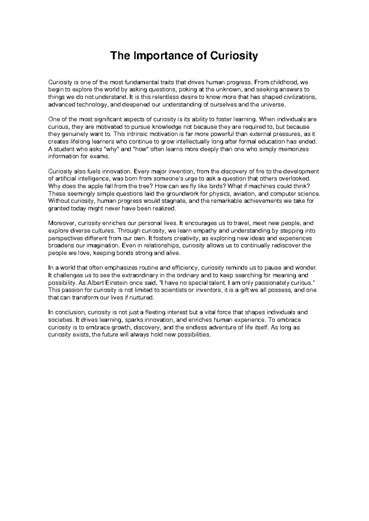 The Vital Role of Curiosity in Learning and Innovation: Essay Notes ...