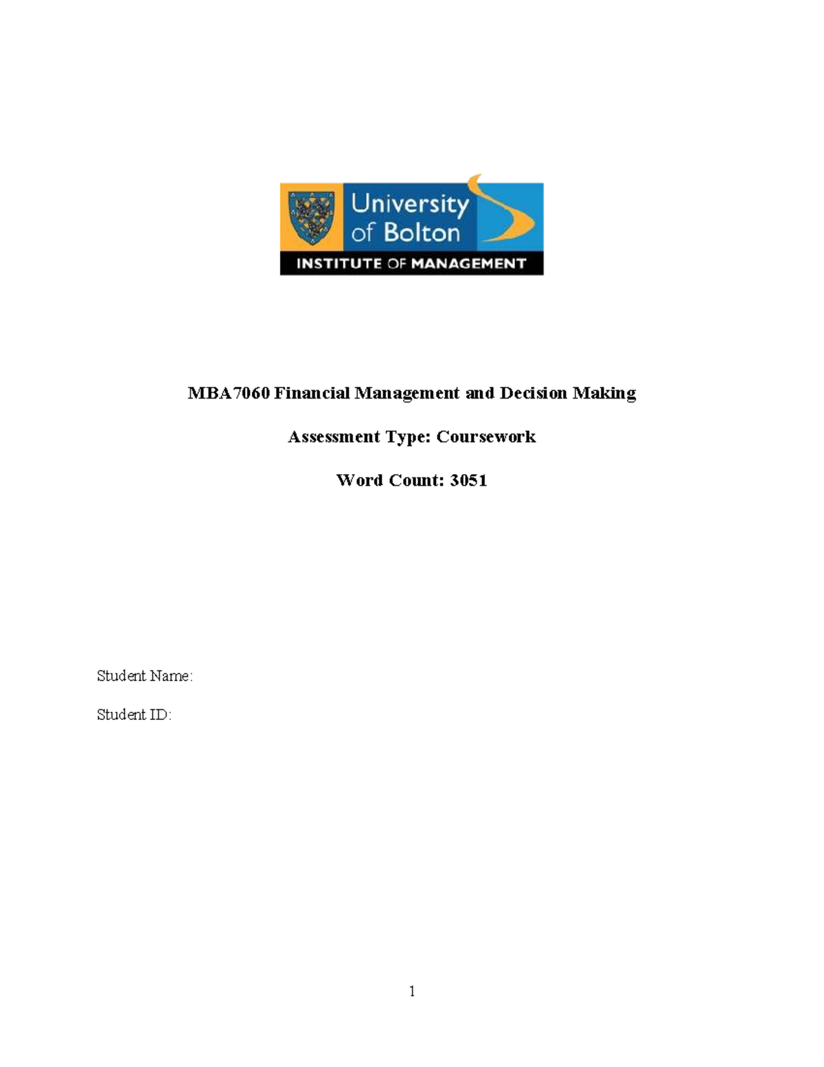 MBA7060 Financial Management: Project Appraisal Techniques and NPV ...