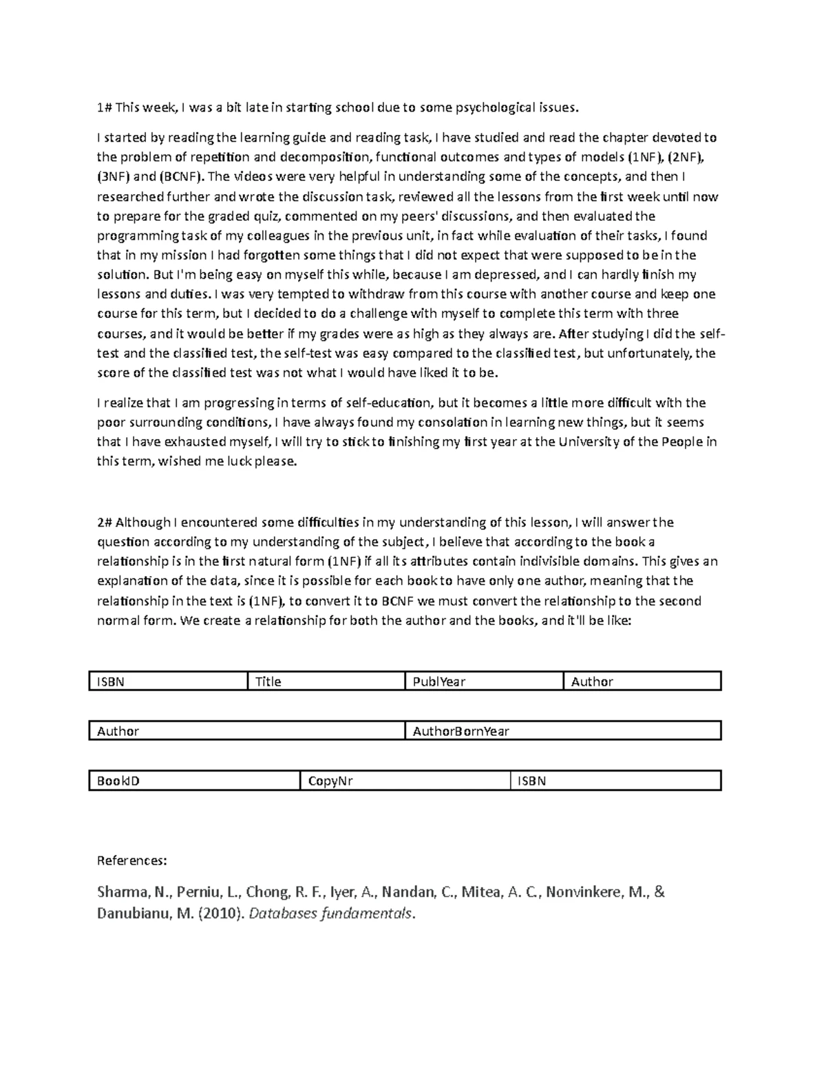 Unit 3 Programming Assignment: Normalization in Databases CS 2203-01 ...