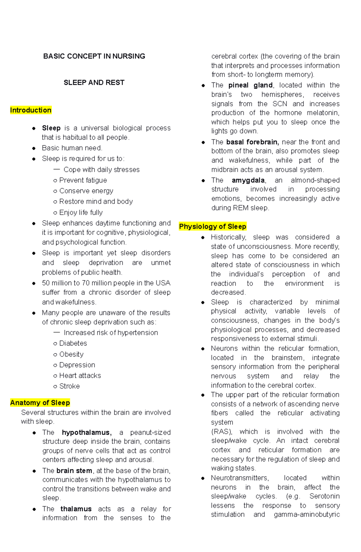 **NURS 202: Comprehensive Overview of Sleep and Rest in Nursing** - Studocu