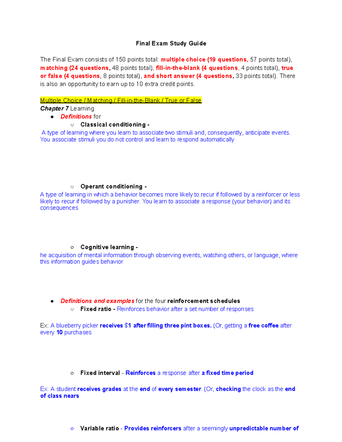Final Exam Study Guide for Learning Theories - Studocu