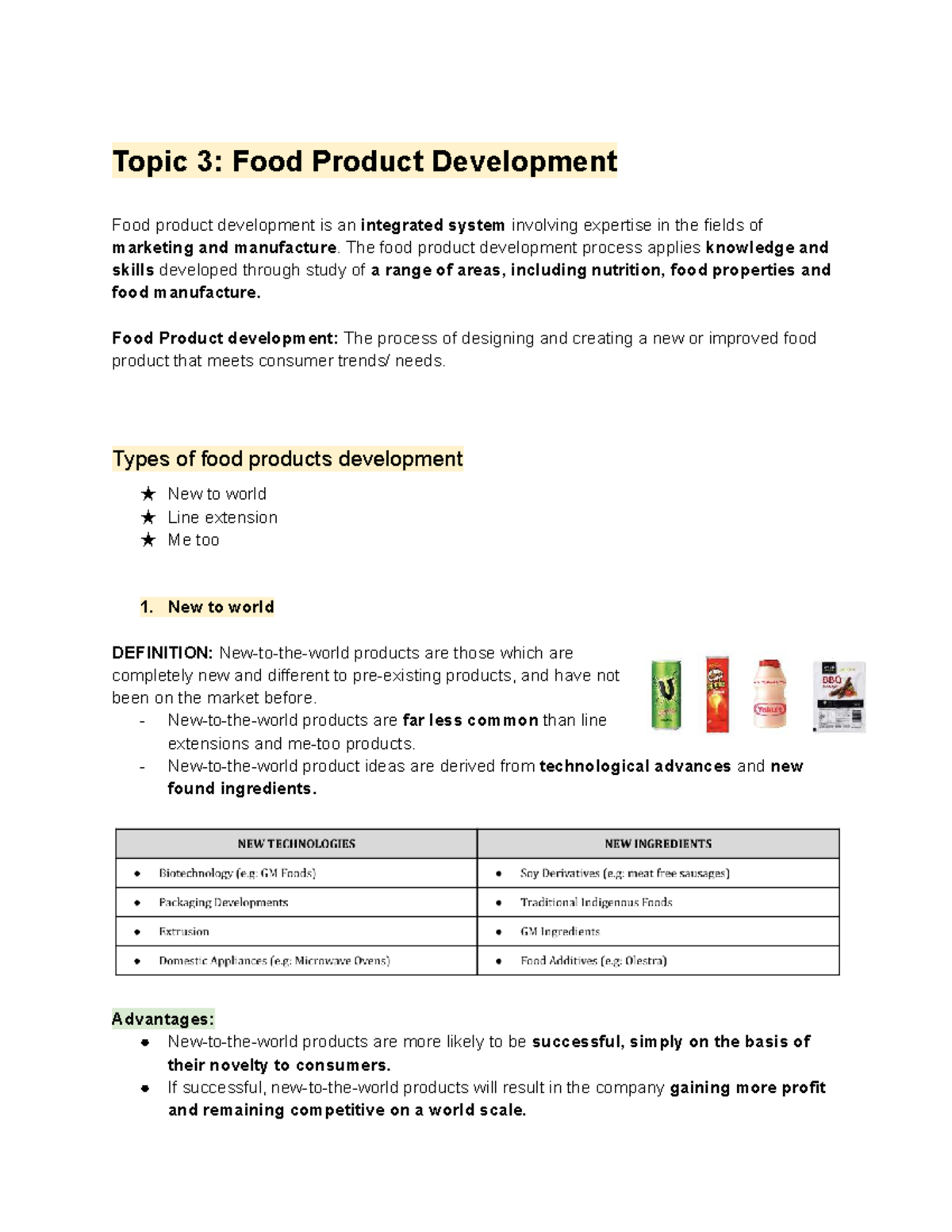 Food Tech HSC Notes: Food Product Development Overview - Studocu