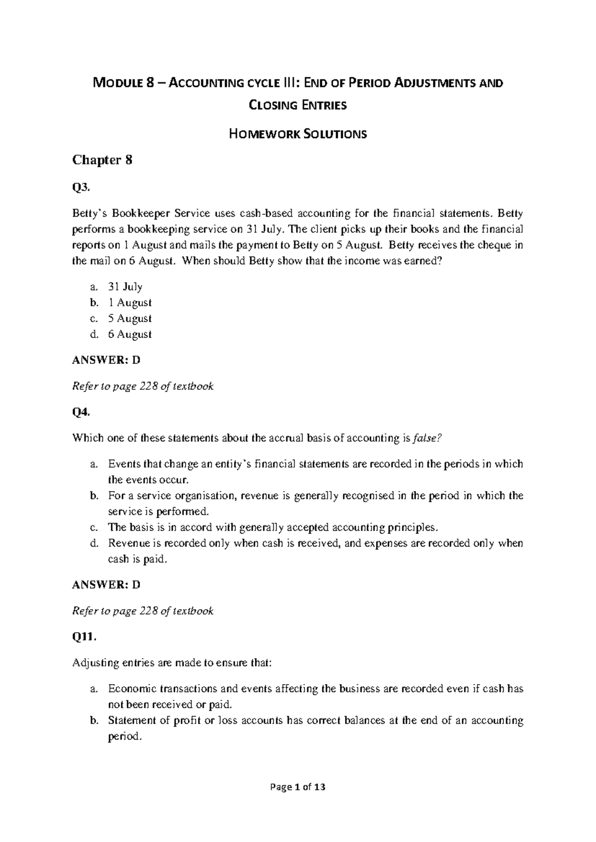 M08 Module 8 - Accounting Cycle III - End of Period Adjustments and ...
