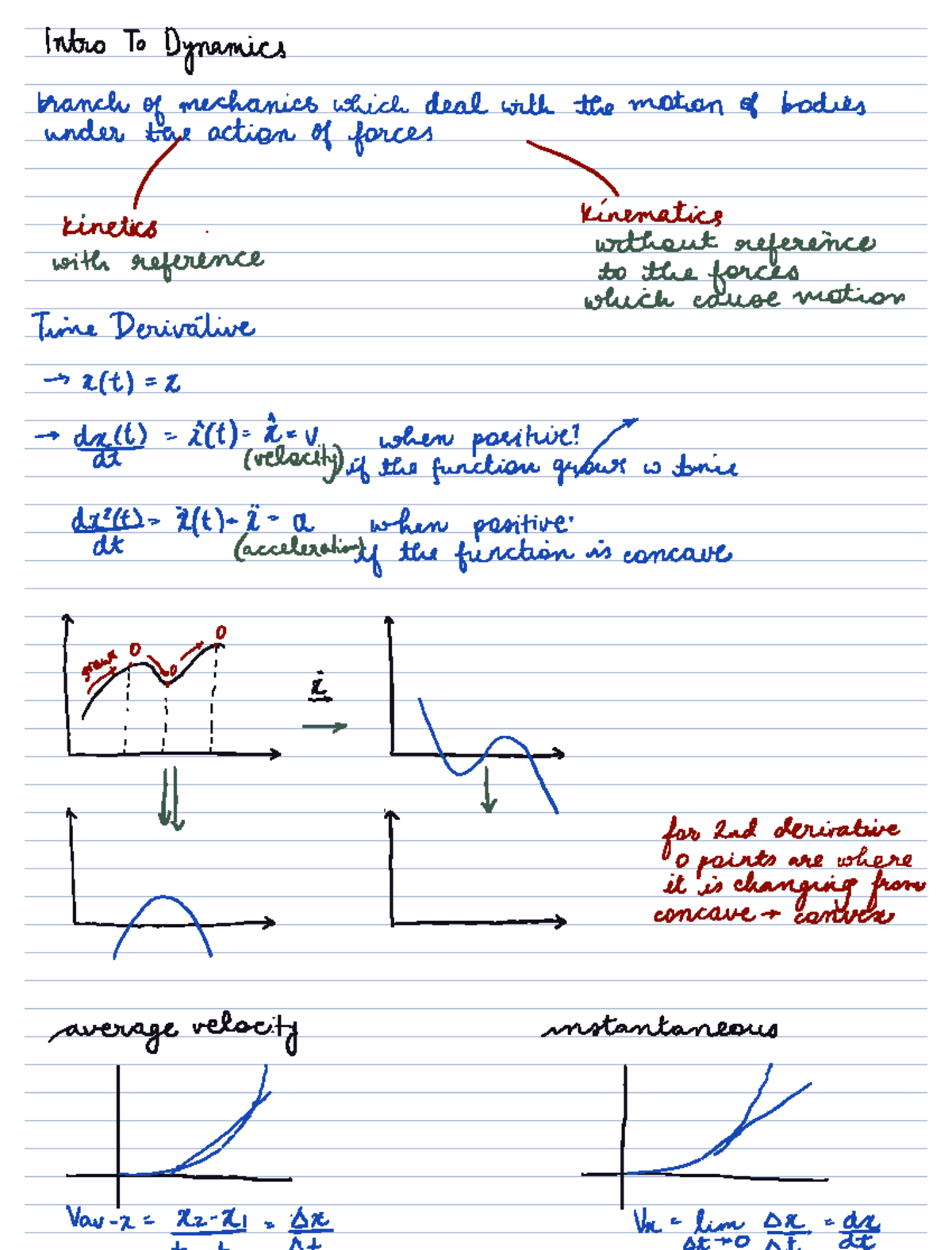 Lecture 3 Notes on Dynamics: Kinematics and Motion Analysis - Studeersnel