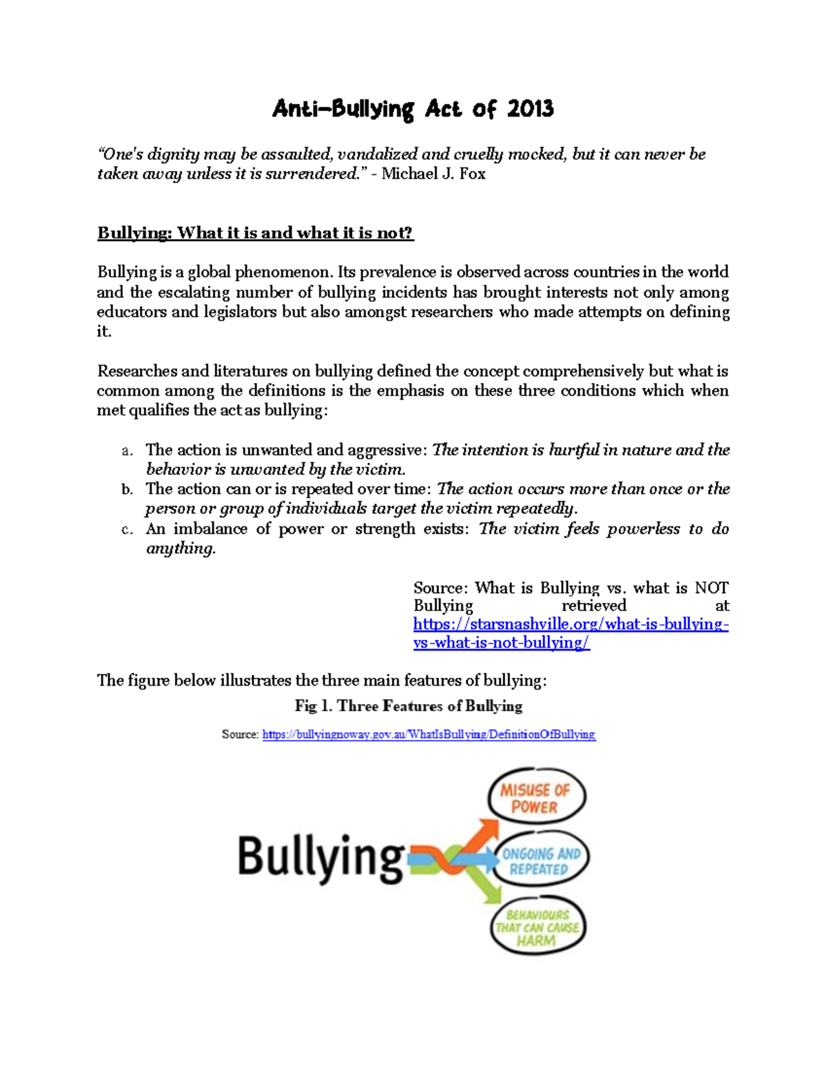 Anti-Bullying Act (R.A. 10627) - Comprehensive Study Notes - Studocu