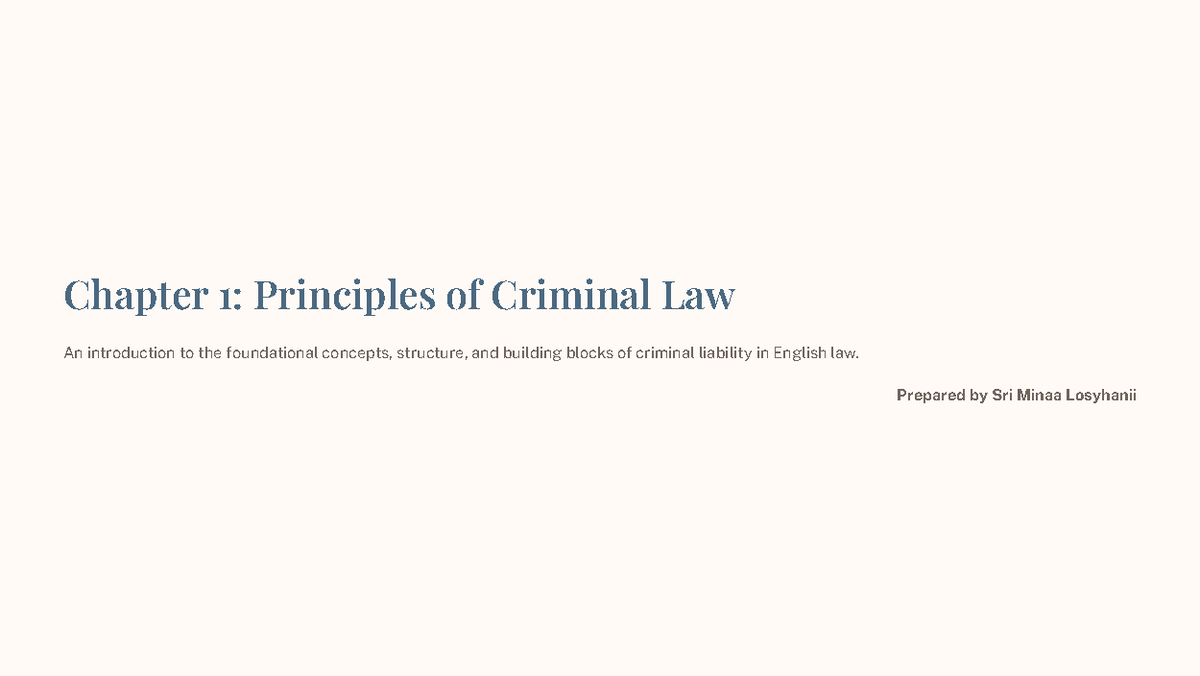Chapter 1: Principles of Criminal Law - Studocu