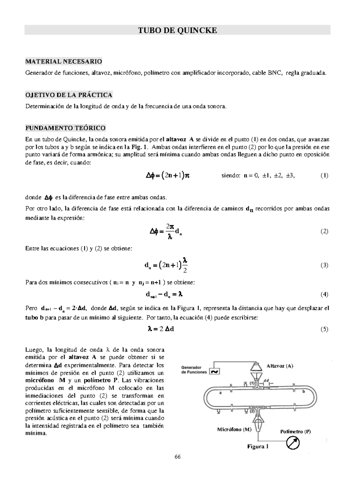 Práctica de Laboratorio: Tubo de Quincke y Longitud de Onda - Studocu