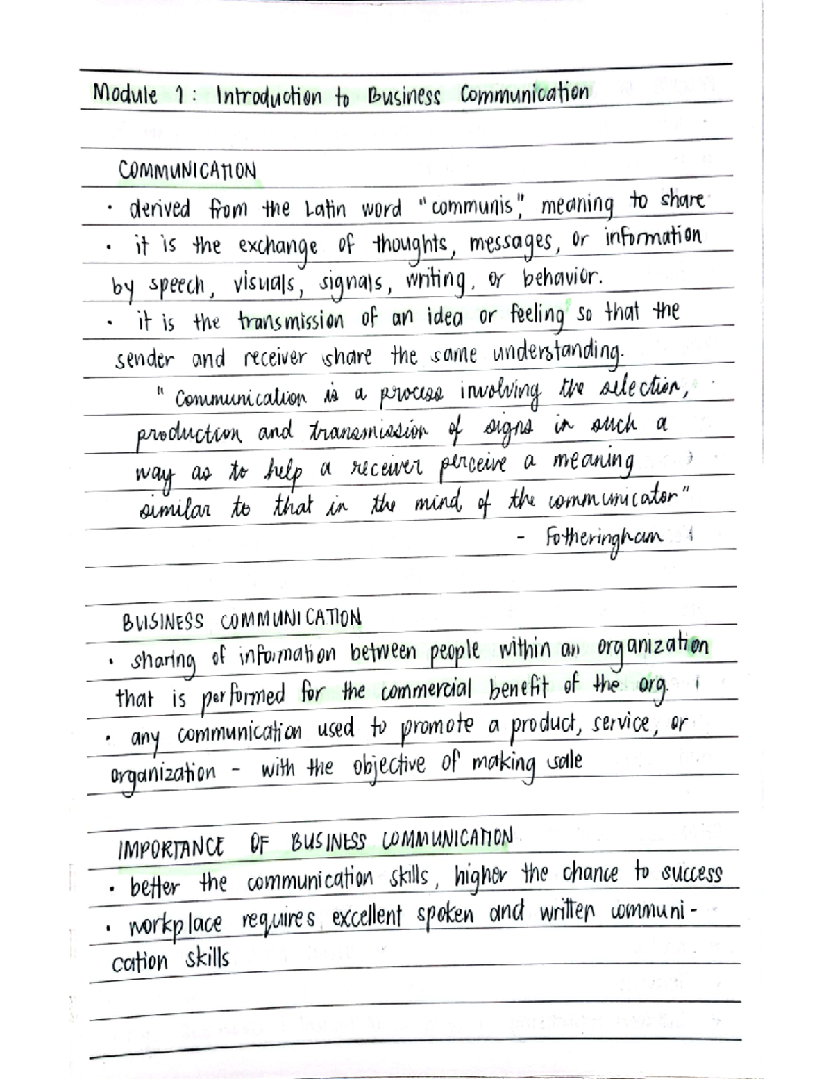 COMM 101: Business Communication Notes - Key Concepts & Skills - Studocu
