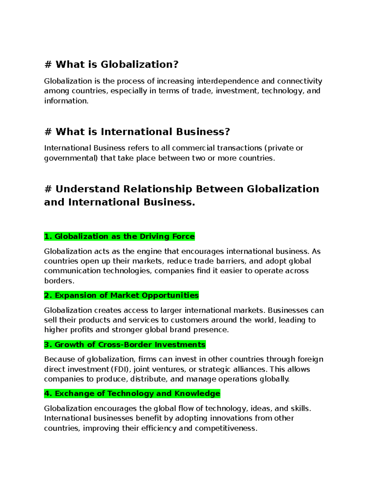 IB 101: Understanding Globalization and International Business Dynamics ...