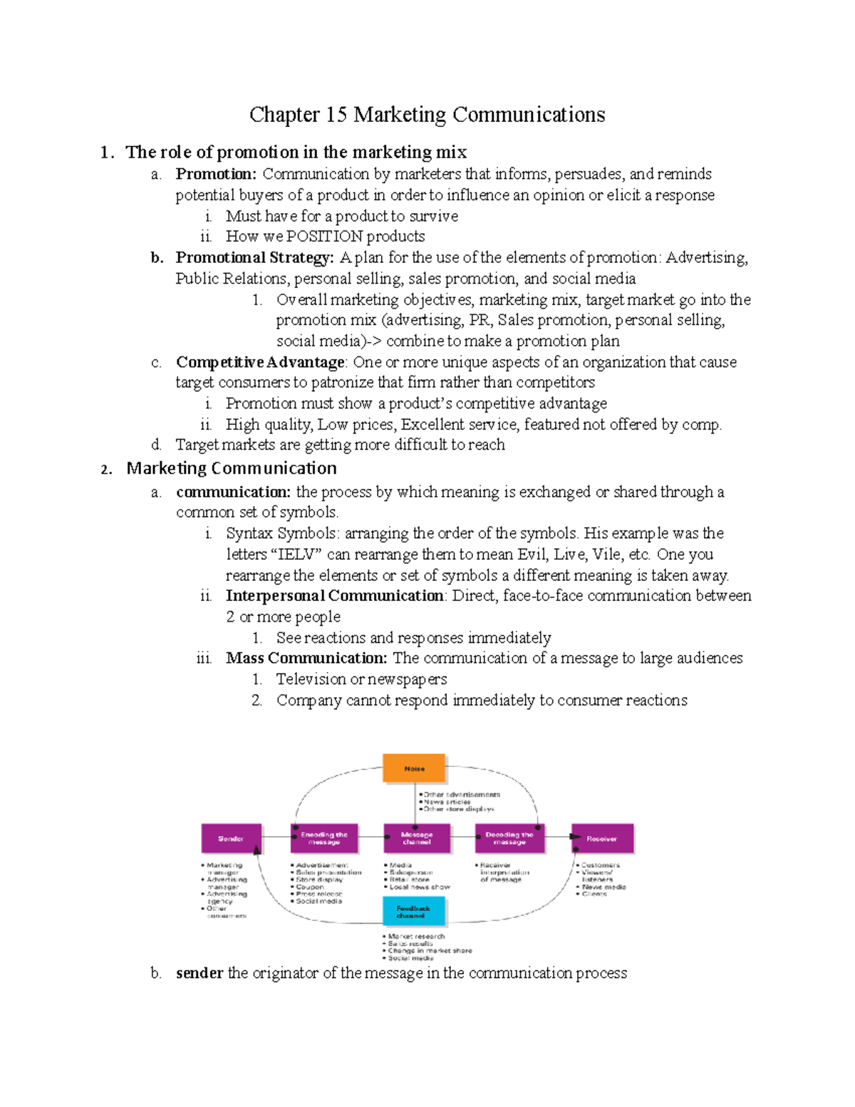 Marketing Chapter 15: The Role of Promotion in Marketing Communications ...
