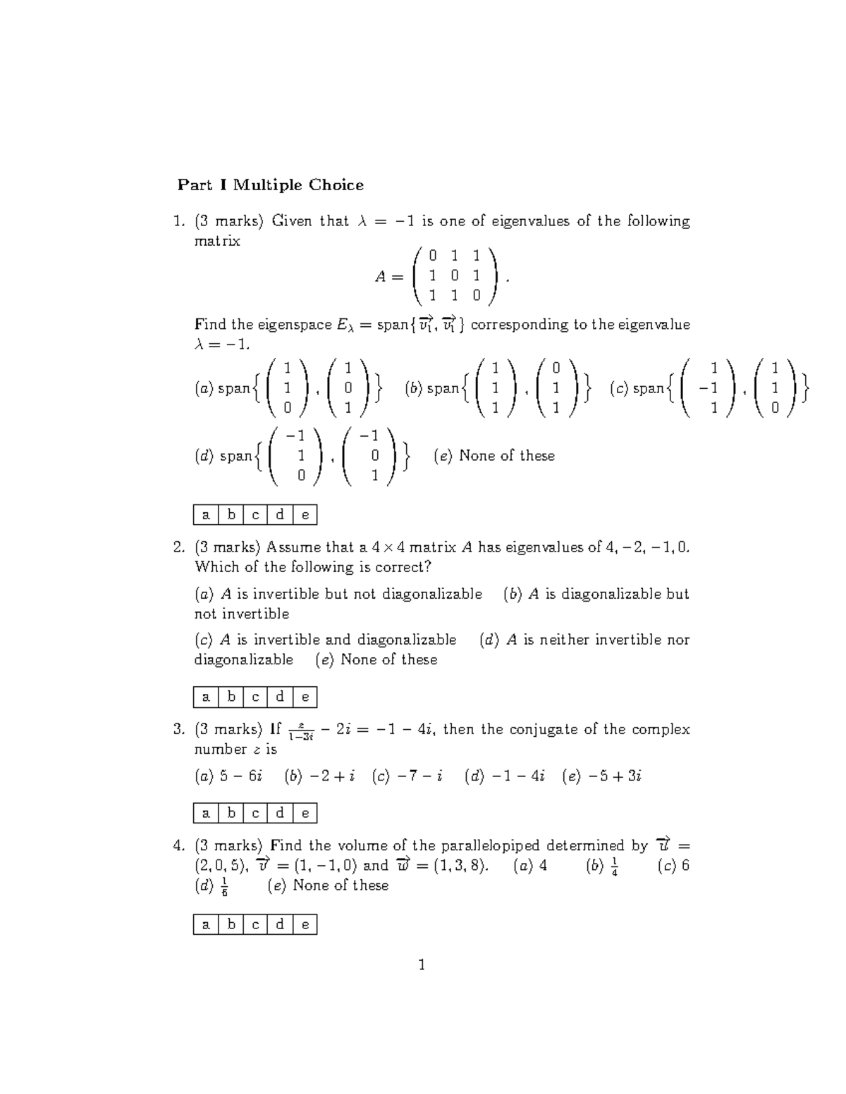 MTH141 F2023 Final Makeup Exam: Eigenvalues & Linear Algebra Problems ...