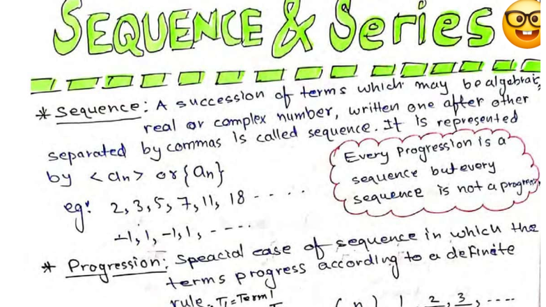 Mathematics SEQUENCE & SERIES Notes for Exam Preparation - Studocu