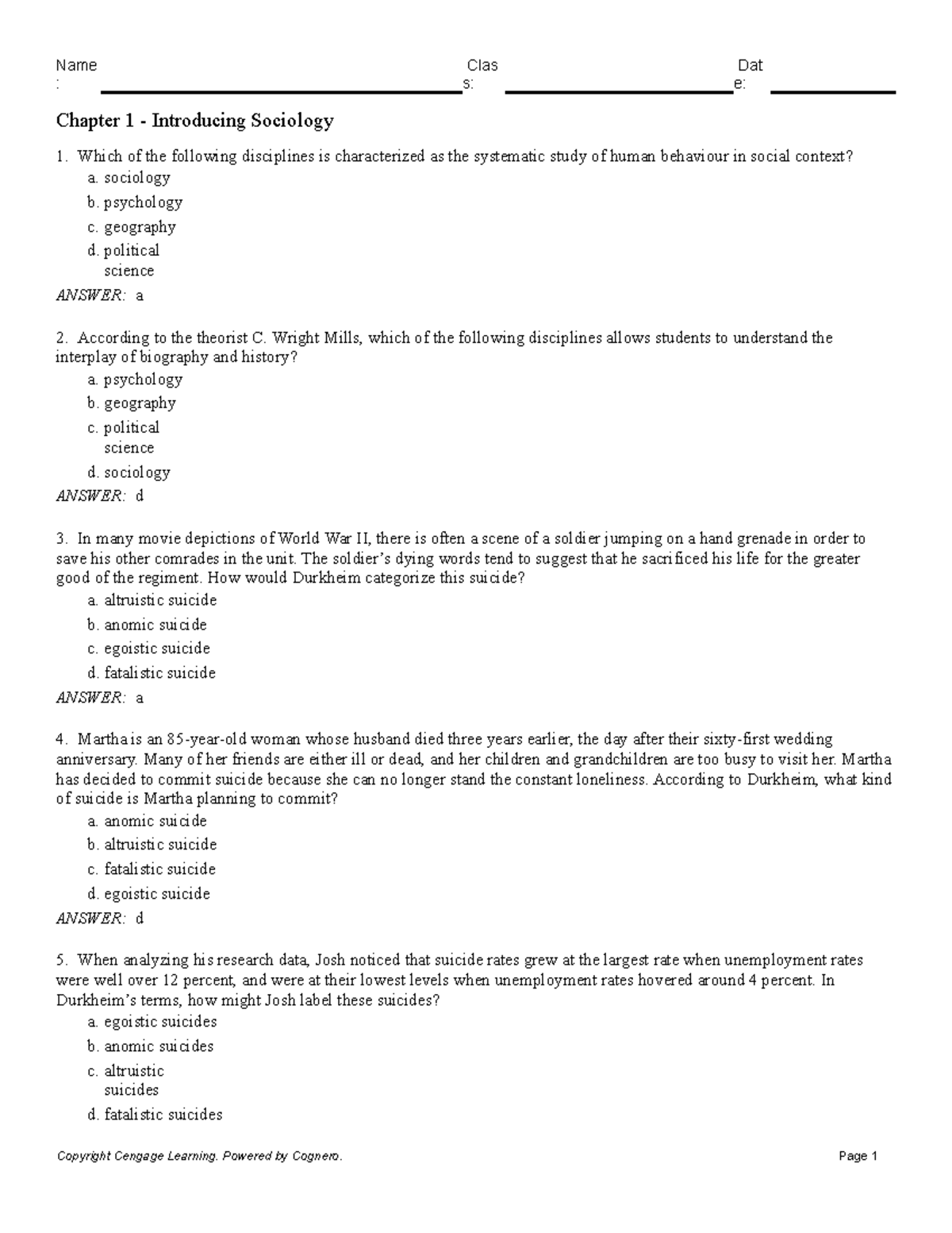 Chapter 1: Introduction to Sociology Concepts and Theories - Studocu