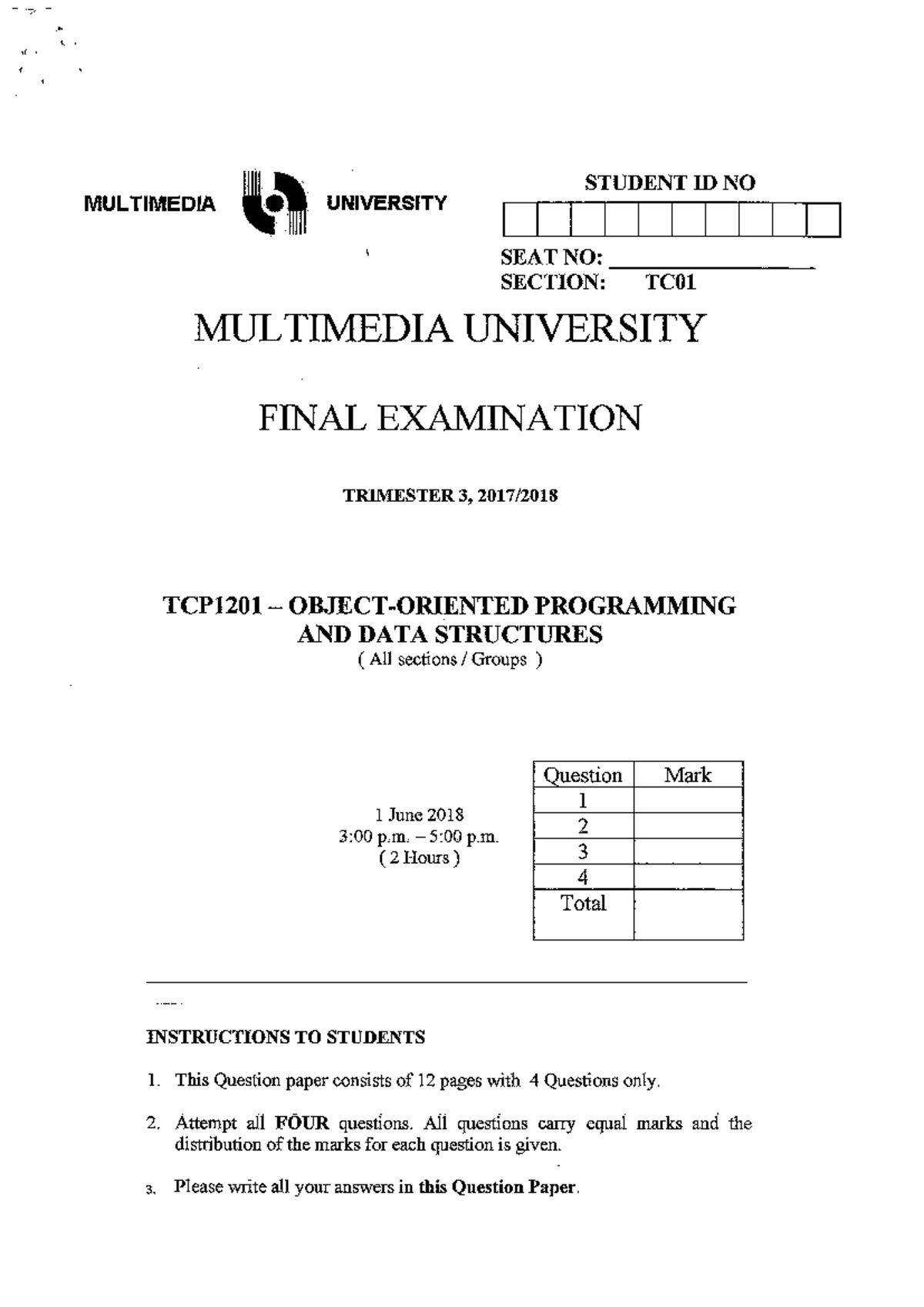 Past Year Exam Papers for Comprehensive Review - Studocu