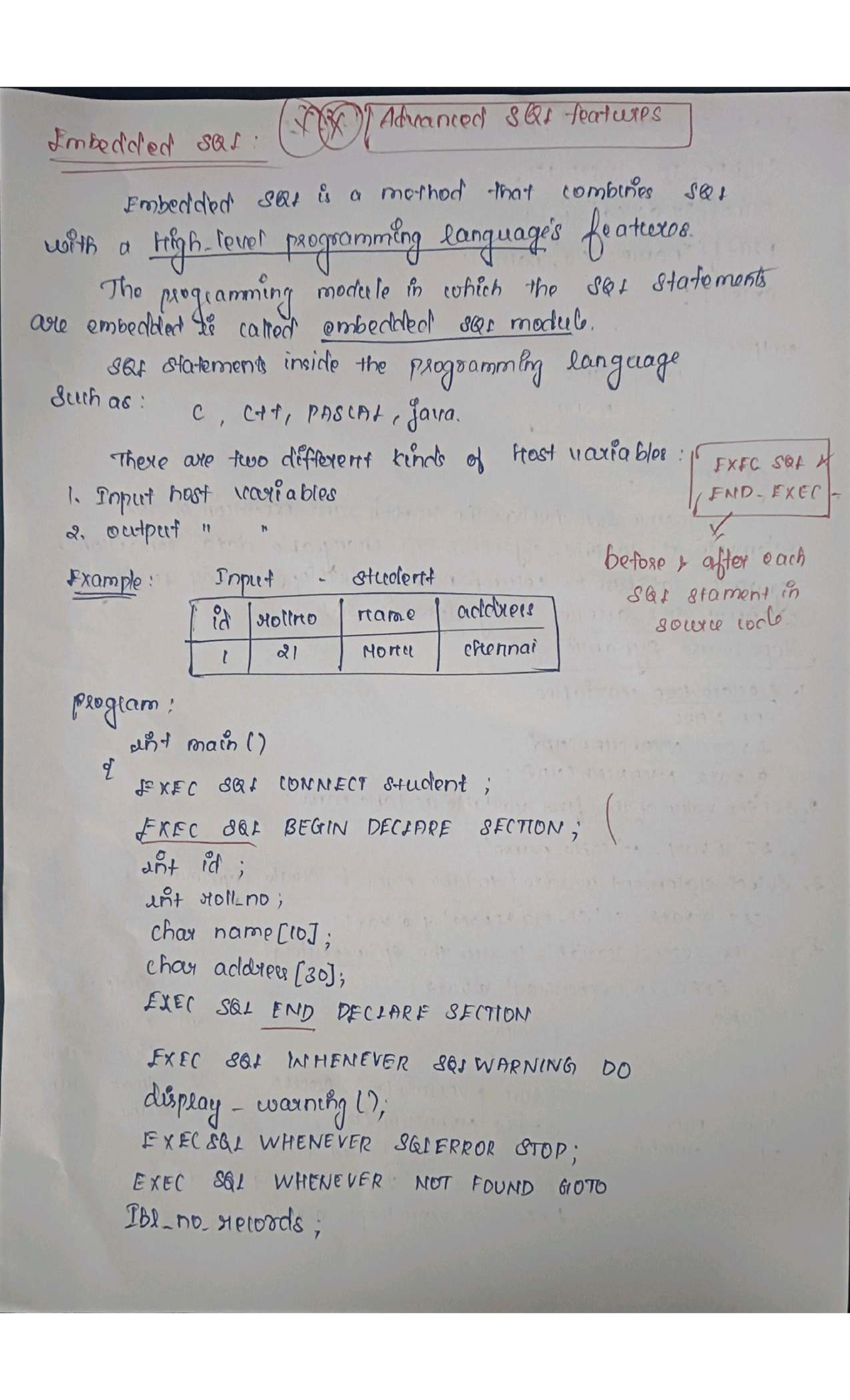 DBMS 101: Advanced ER Model Concepts and Embedded SQL Techniques - Studocu