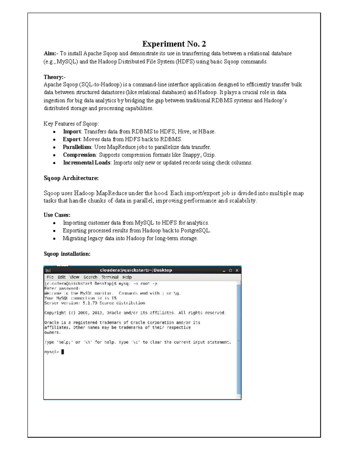 BDA Exp2: Installing Apache Sqoop for Data Transfer - Studocu