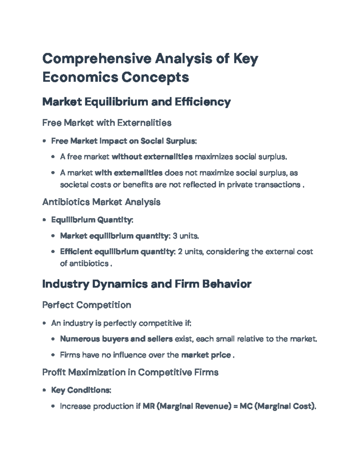 ECON 101 Final Exam: Key Concepts in Market Dynamics and Efficiency ...