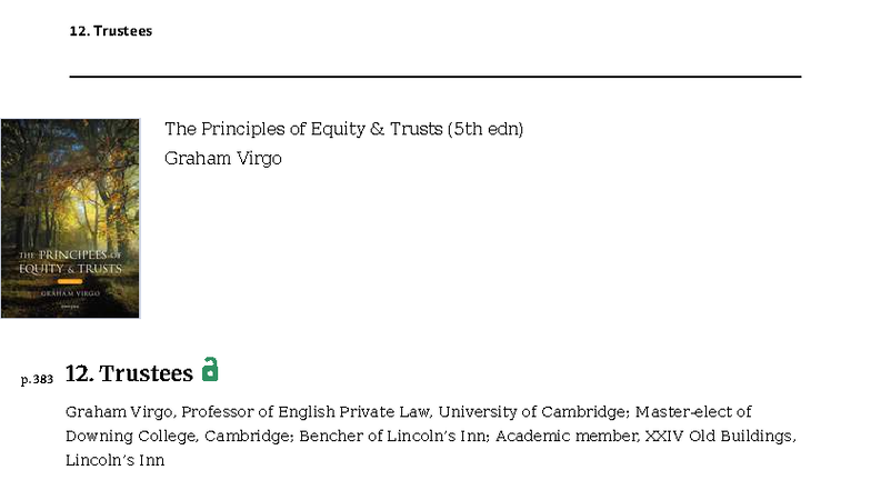 Equity 6-3: Understanding Trustees and Their Duties in Trust Law - Studocu