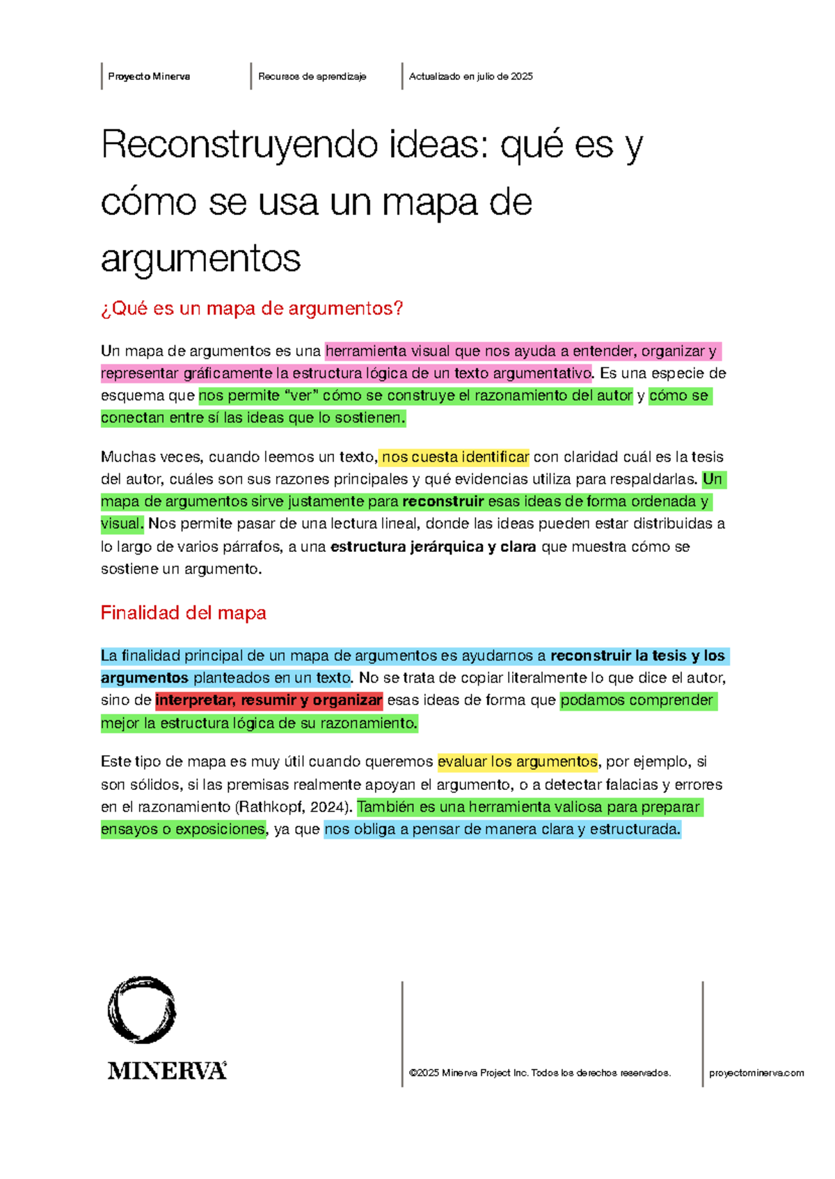Proyecto Minerva: Uso y Estructura de Mapas de Argumentos - Studocu