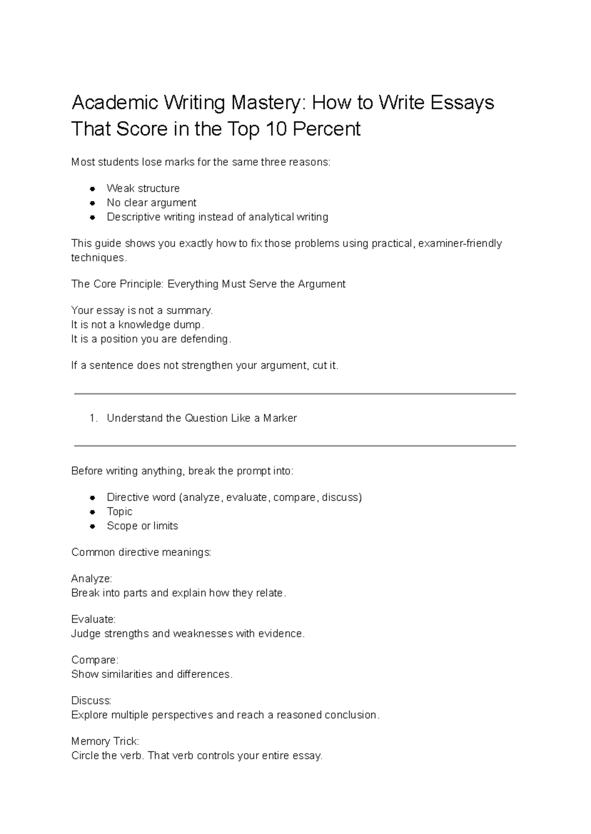 Academic Writing Mastery: Top 10% Essay Techniques and Tips - Studocu