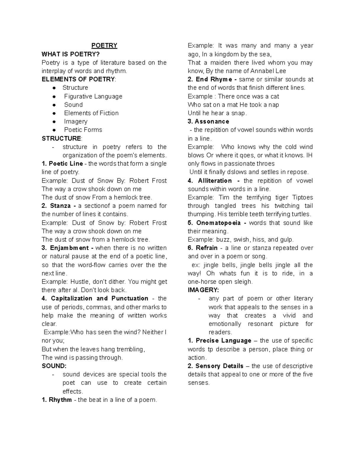 Poetry FACT Sheet - Bruh - POETRY WHAT IS POETRY? Poetry is a type of ...