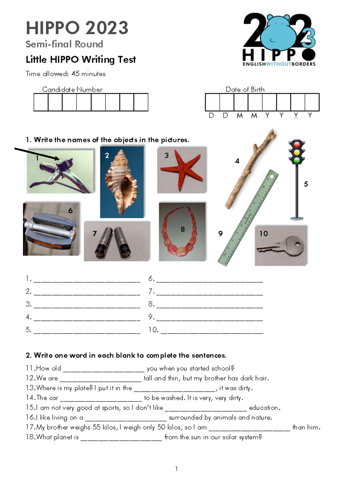 SF 2023 Little HIPPO Writing Test - Semi-final Round Guide - Studocu