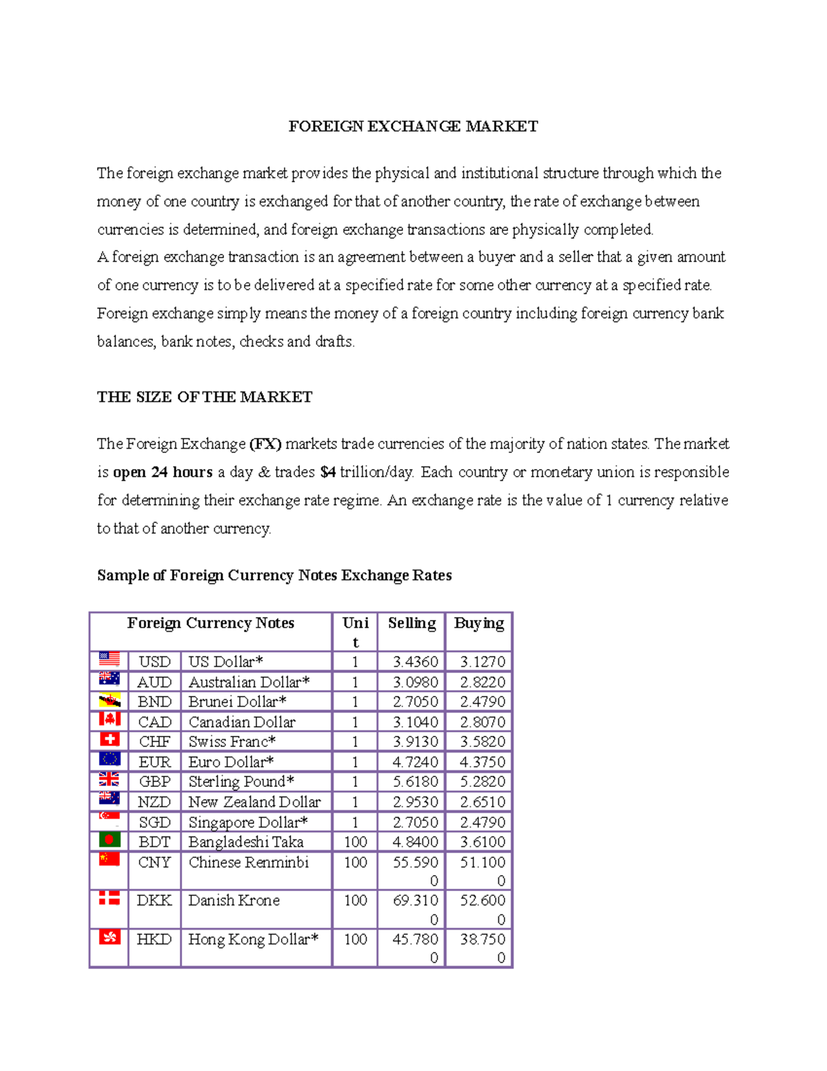 Foreign Exchange Market Introduction - FOREIGN EXCHANGE MARKET The ...