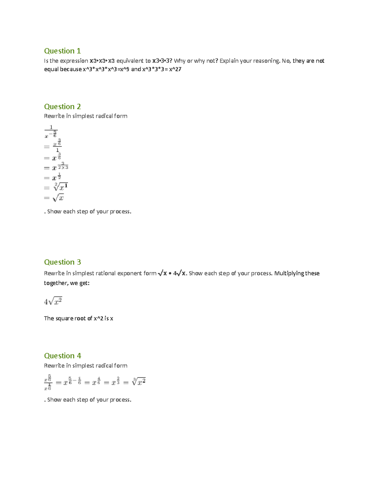 Math 1.02 document - Question 1 Is the expression x 3 •x 3 •x 3 ...
