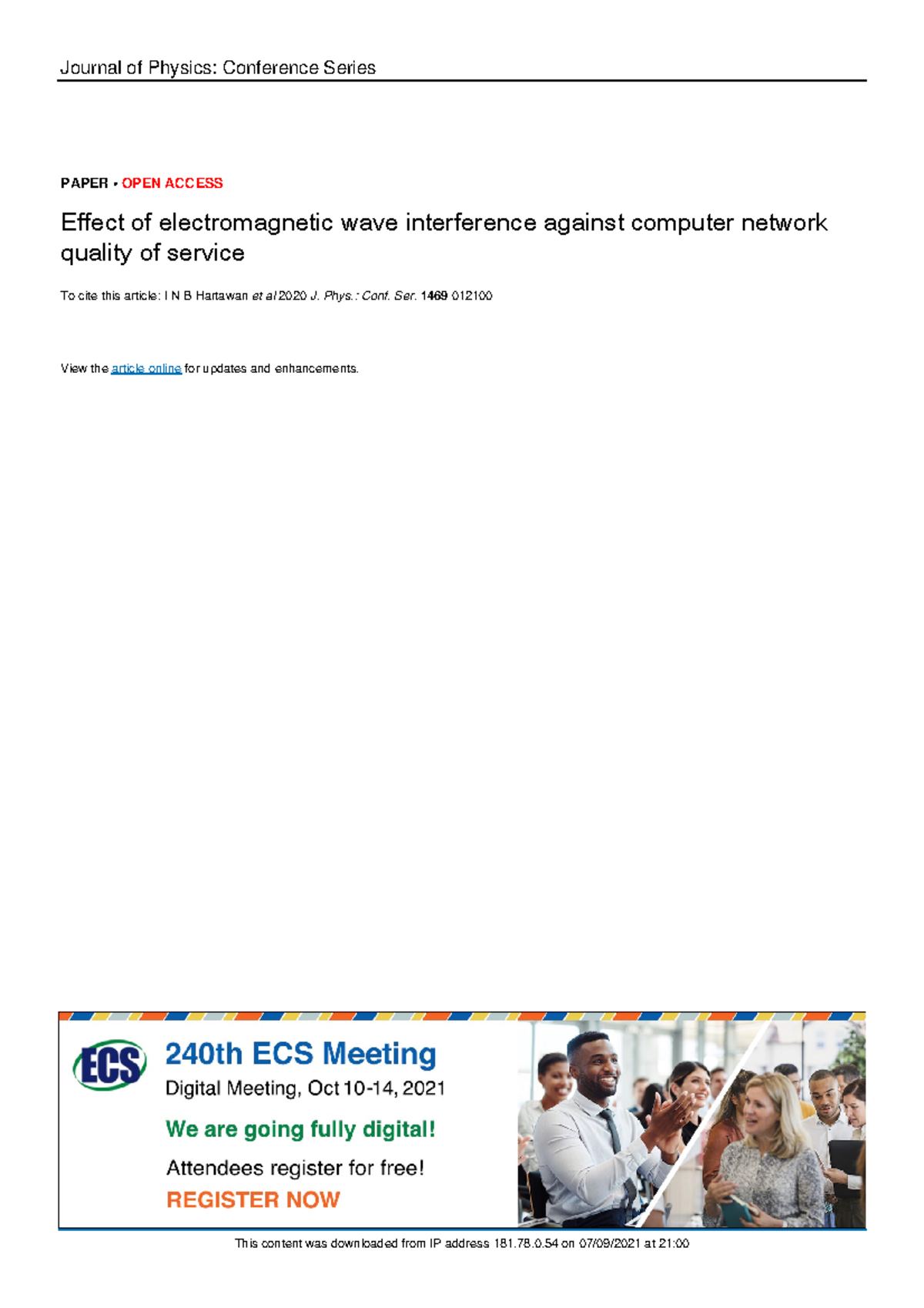 Impact of Electromagnetic Wave Interference on QoS in Computer Networks ...