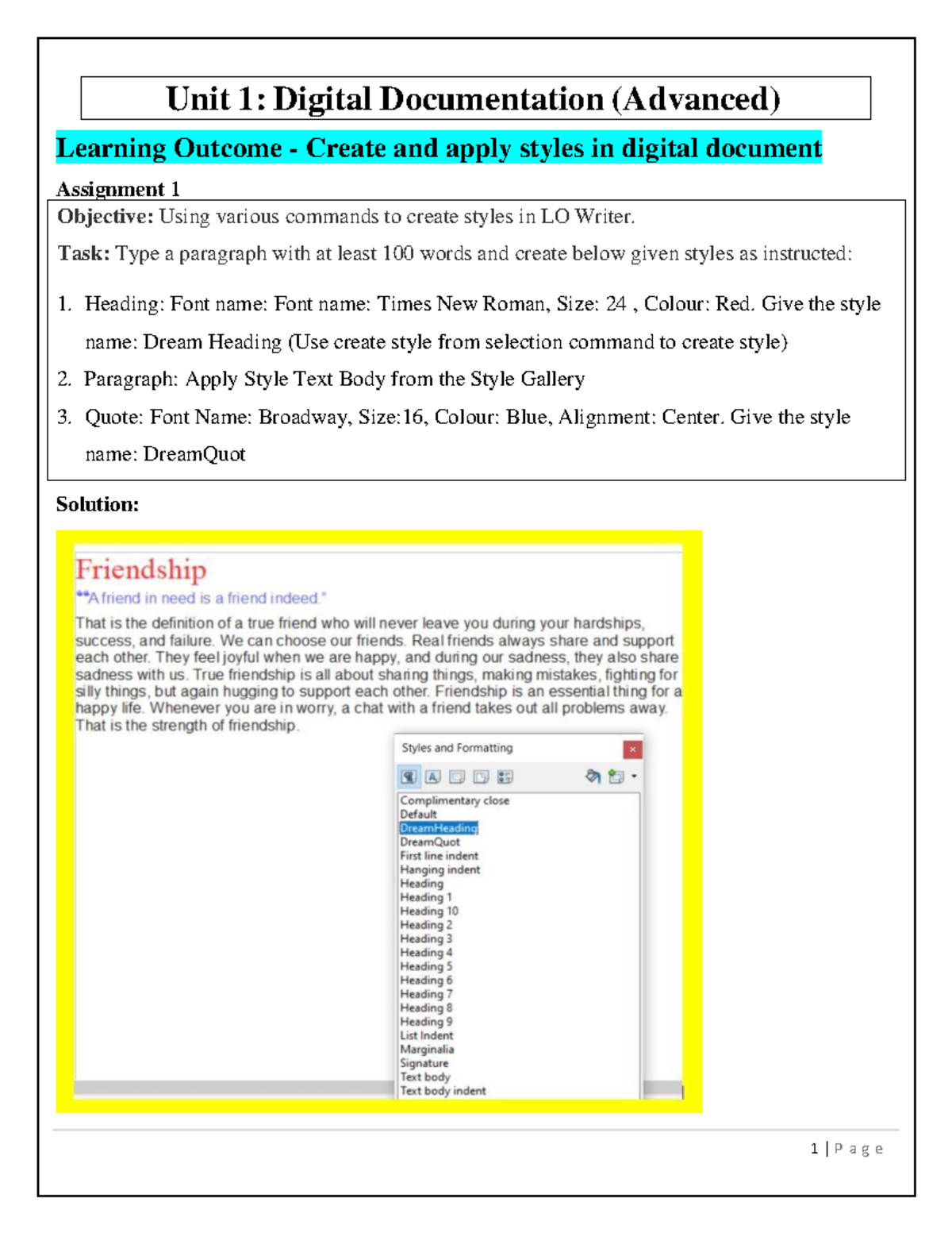 IT Practical File Class 10: Digital Documentation & Spreadsheet Tasks ...