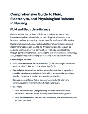 Fluid and Electrolytes - Study Notes & Assignments - Studocu