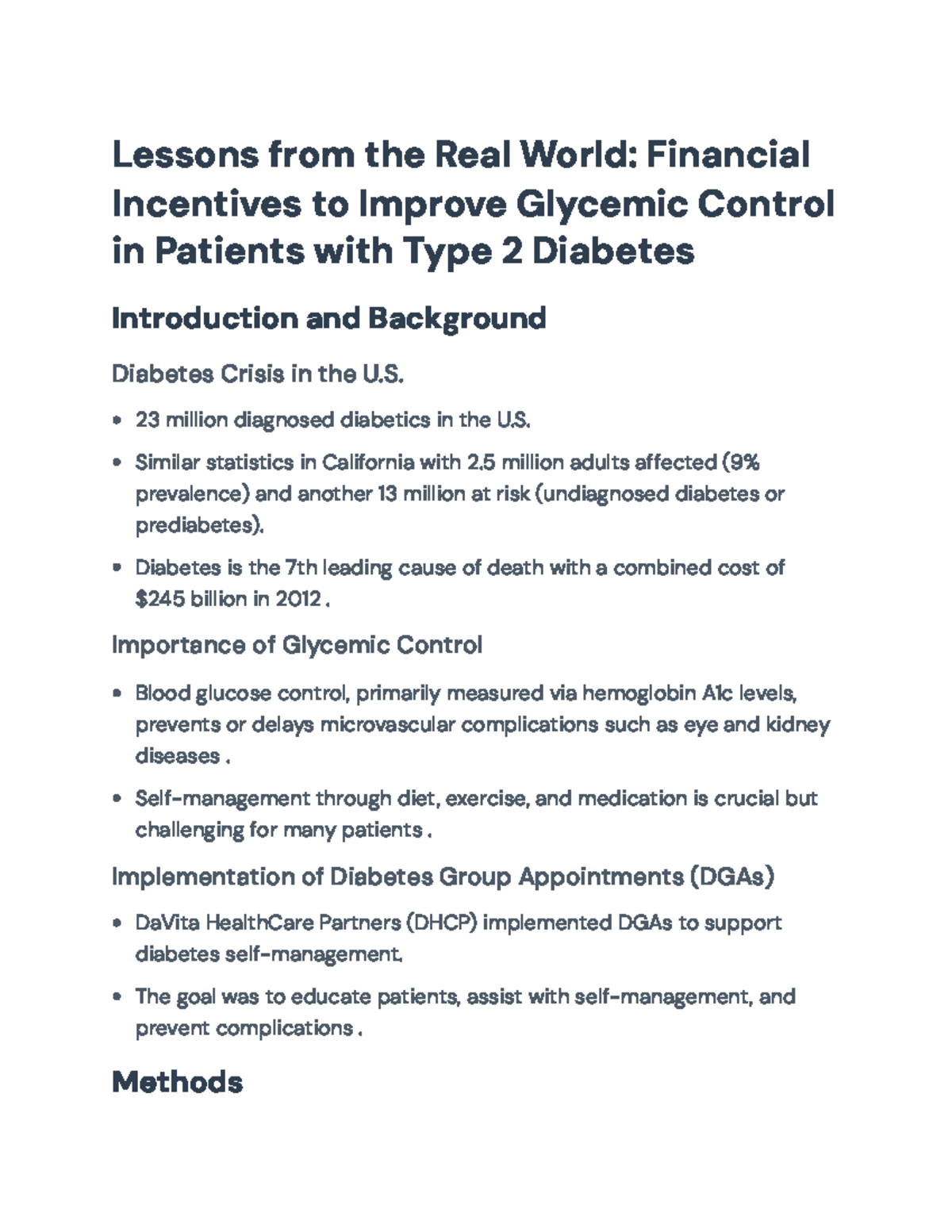 Financial Incentives for Glycemic Control in Type 2 Diabetes Patients ...