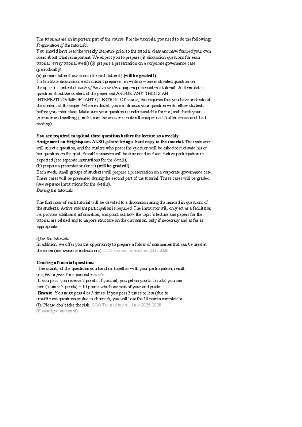 Tutorial Preparation Guidelines for CCG: Questions & Presentations ...