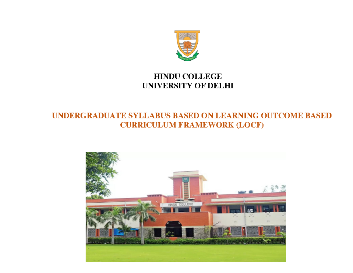 HINDU COLLEGE UG Syllabus Based on LOCF Curriculum Framework - Studocu