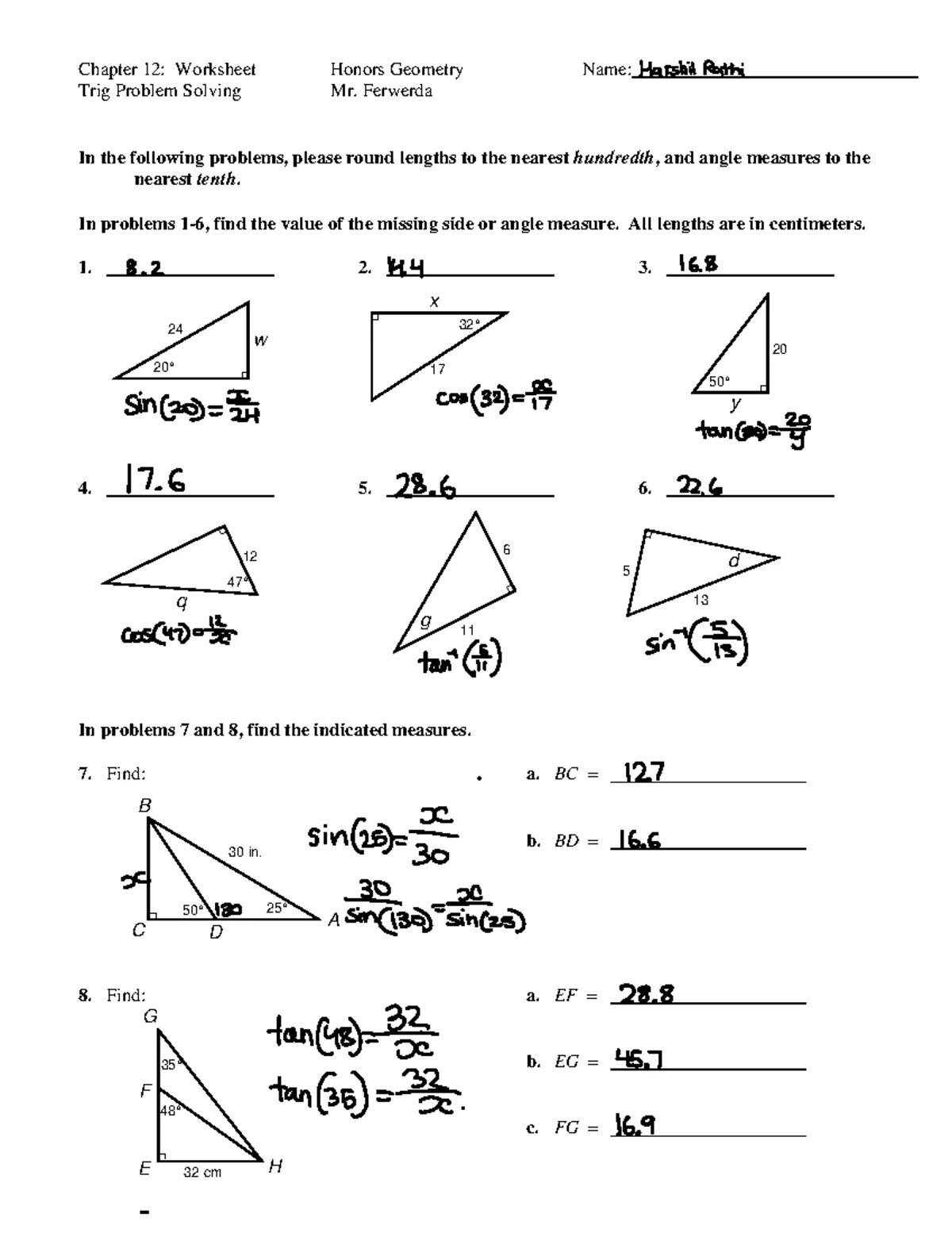 Unit 7 Day 31 Trigonometry Review: Triangle Classification & Properties ...