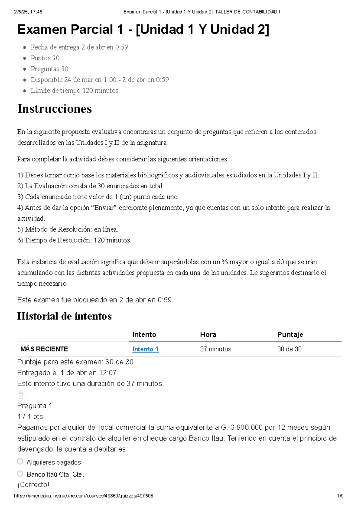 Examen Parcial 1 - [Unidades I y II] Taller de Contabilidad I - Studocu