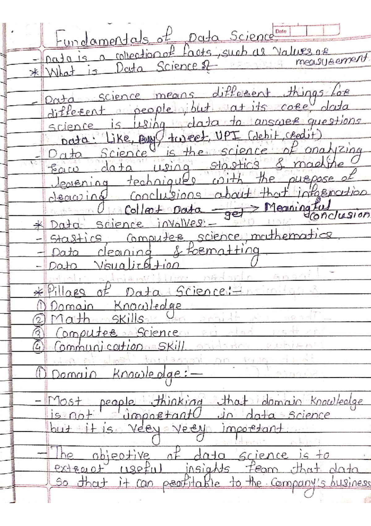 Fundamentals of Data Science: UNIT 1 DS - Comprehensive Notes - Studocu