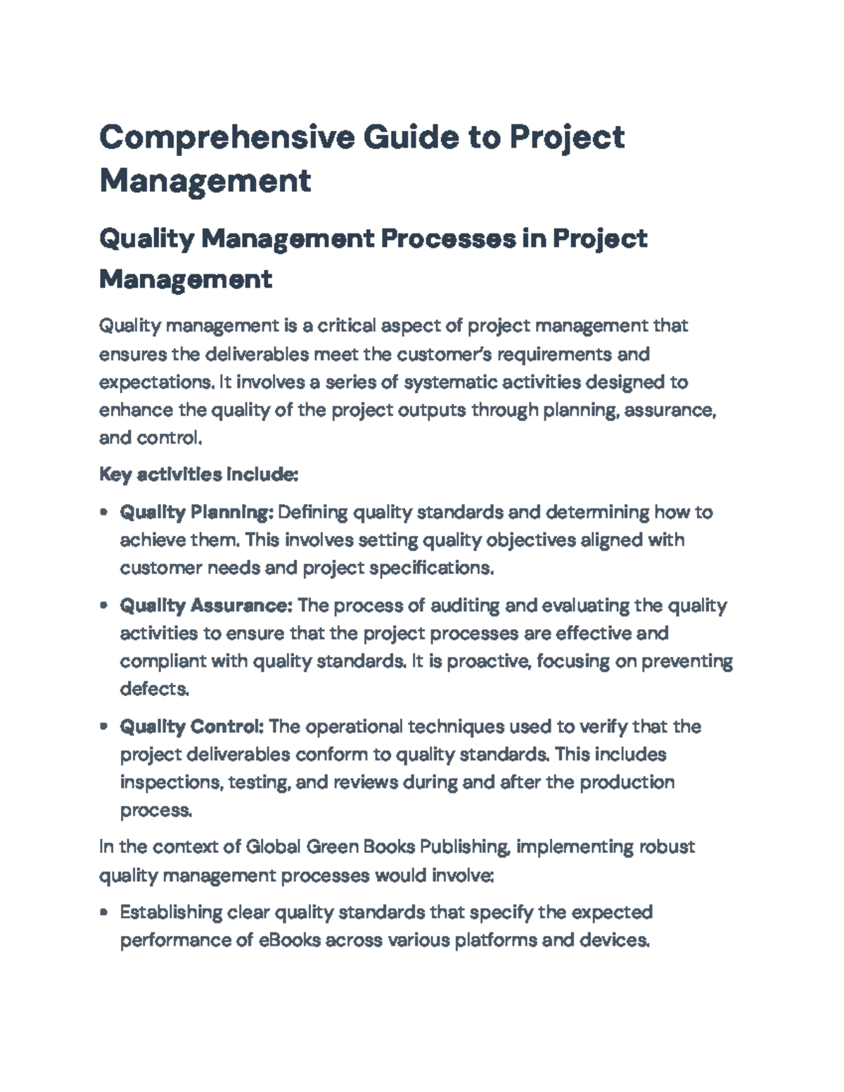 Comprehensive Quality Management Guide for Project Management (PM 101 ...