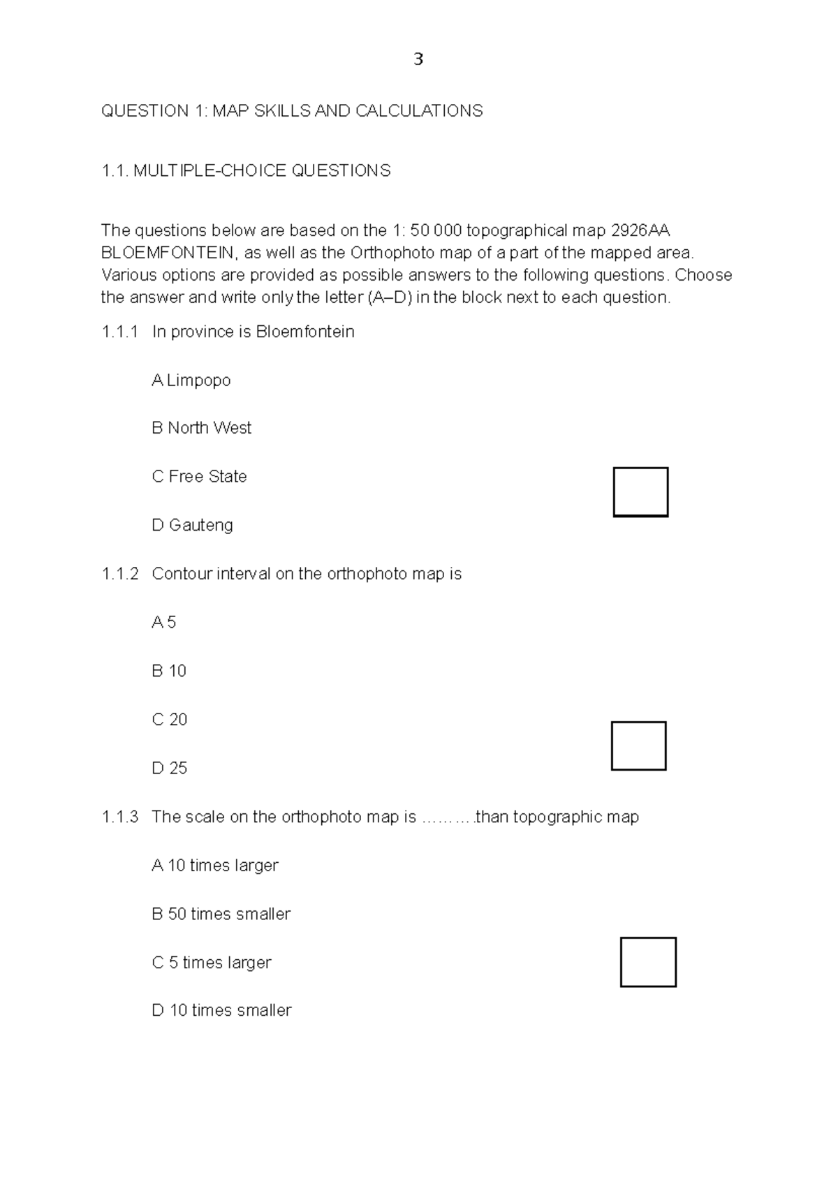Mapwork Questions & Calculations March 2025 014115 - Studocu