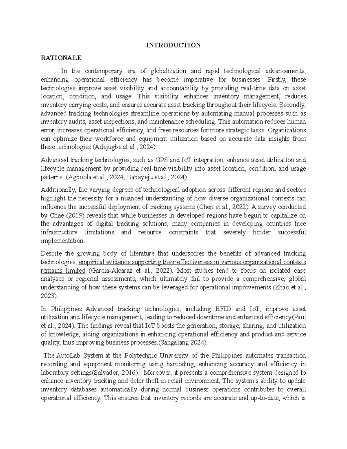 Chapter 1 Thesis: The Role of Advanced Tracking Technologies in ...